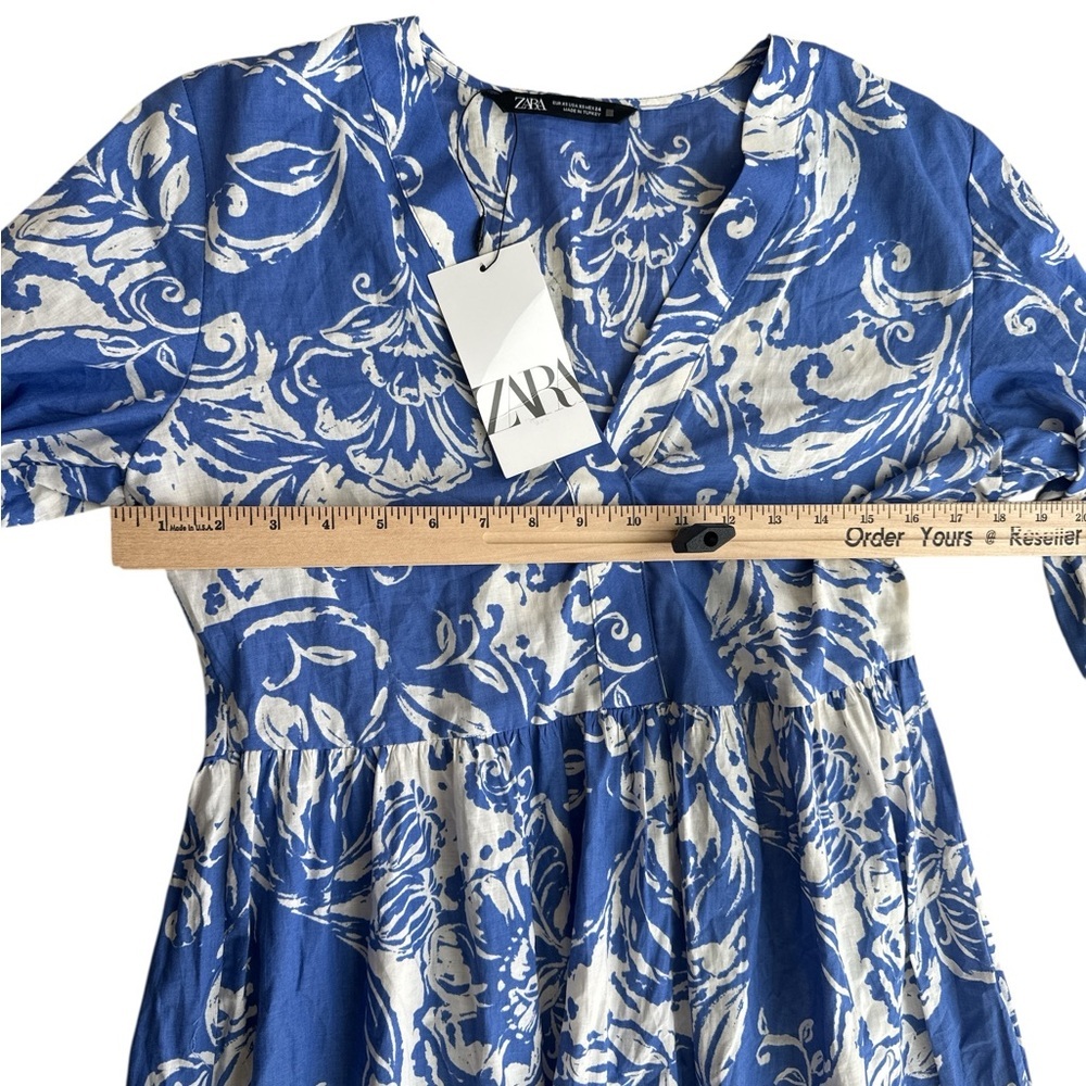 Zara New with Tags Blue Floral Maxi Dress - Picture 9 of 10